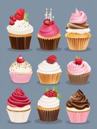 Wedding Cupcakes clipart - Delicious wedding cupcakes, ,vector color clipart,minimal