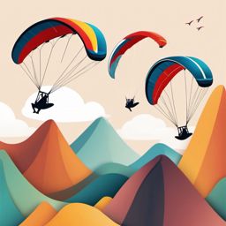 Paragliding Freedom Clipart - Paragliders soaring with a sense of freedom and adventure.  color vector clipart, minimal style