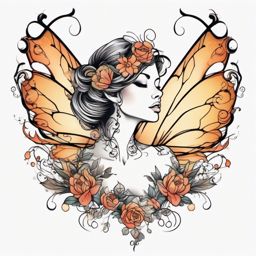 cute fairy tattoo designs  simple color tattoo style,white background