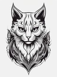 Scary Cat Tattoo - Tattoo featuring a scary or menacing cat design.  simple color tattoo,minimalist,white background