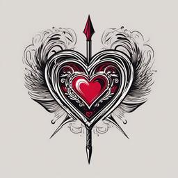heart tattoo with arrow  vector tattoo design