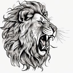 lion roaring ,tattoo design, white background