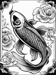 koi fish tattoo design black and white 