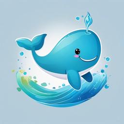 Cute clipart - smiling whale spouting water  color,minimalist,vector clipart