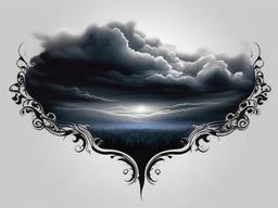 Dark Clouds Tattoo-Dramatic and artistic tattoos featuring dark cloud designs, capturing a sense of mystery and intrigue.  simple color tattoo,white background