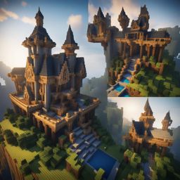 fantasy realm castle with mystical creatures - minecraft house design ideas minecraft block style