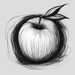 drawing of a juicy apple  minimal rough sketch scribbles,doodles,black and white