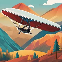 Hang Glider Wing Sticker - Gliding above landscapes, ,vector color sticker art,minimal