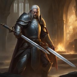 larethar gulgrin the elven paladin defends the innocent with his holy sword. 