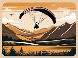 Paragliding Clipart - A paraglider soaring above the landscape.  color vector clipart, minimal style