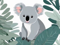 Cute Koala in a Eucalyptus Paradise  clipart, simple