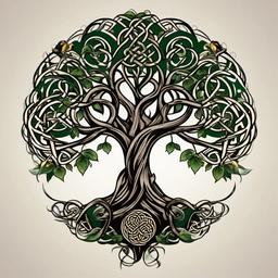 celtic tattoo tree  simple vector color tattoo