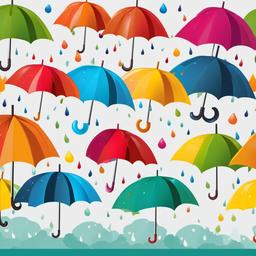 Umbrella clipart - colorful umbrella with raindrops  color,minimalist,vector clipart