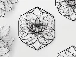 Hexagon Flower Tattoo - Infuse nature into your ink with a hexagon flower tattoo, combining the beauty of flowers with the geometric precision of hexagons.  simple color tattoo, minimal, white background