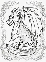 Cartoon Dragon Coloring Pages - Whimsical Dragon with Fun Features  minimal black outline printable sheet, coloring page