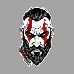 God of War Face Tattoo - A tattoo featuring a face inspired by characters from 'God of War.'  simple color tattoo design,white background