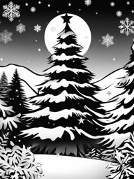 christmas clipart black and white - evoking a classic holiday scene. 