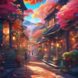 Anime Background - Vibrant Anime Characters and Settings wallpaper splash art, vibrant colors, intricate patterns