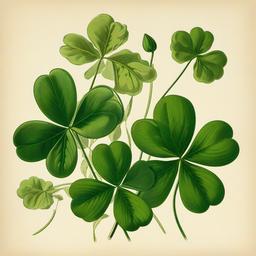 4 Leaf Clover clipart - vintage illustration of clovers  