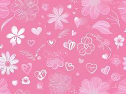 Pink Girly Background-Light pink with playful flower and heart doodles  background wallpaper