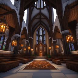 medieval cathedral with intricate stained glass windows - minecraft house design ideas minecraft block style