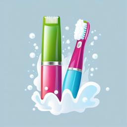 Brush Teeth clipart - Toothbrush with foam and water.  vector style illustration, white background