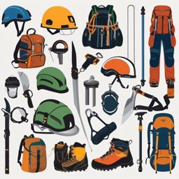 Mountaineering Equipment clipart - Gear for alpine climbing, ,vector color clipart,minimal