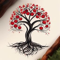 Abstract cherry roots tattoo: Symbolizing grounding and connection to nature.  simple color tattoo style