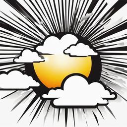 Sun peeking out from behind a cloud clipart.  vector style illustration, white background