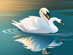 Swan clipart - Graceful waterfowl gliding on a tranquil lake, ,color clipart vector style