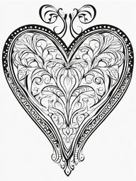 Heart-Shaped Ornament Coloring Pages - Beautiful Heart Ornaments for Decoration  minimal black outline printable sheet, coloring page