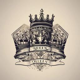 Card King and Queen Tattoos - Incorporate a card-inspired theme into your royal ink.  minimalist color tattoo, vector