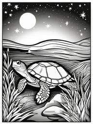 Turtle Coloring Pages - Turtle watching the stars at night  simple coloring pages