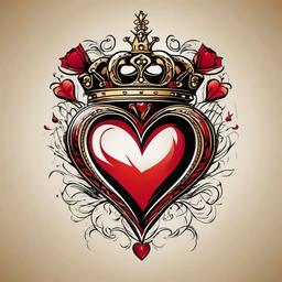 queen heart tattoo  simple vector color tattoo