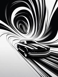 Abstract car trails tattoo. Whirling essence of automotive speed.  minimalist black white tattoo style