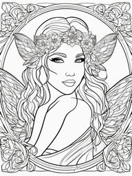 Fairy Coloring Pages - Small Winged Magical Creature  minimal black outline printable sheet, coloring page