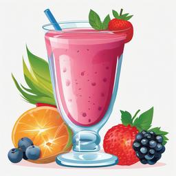 Breakfast clipart - Fruit smoothie in a glass.  vector style illustration, white background