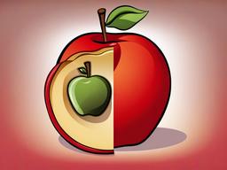 Apple clipart - apple with a worm peeking out  