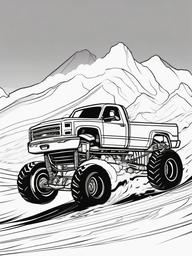 Monster Truck Doing Donuts Coloring Pages - Truck Spinning in Circles on Track  minimal black outline printable sheet, coloring page