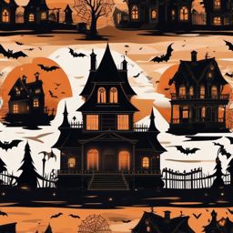 Aesthetic Halloween Wallpaper - Spooky Haunted House  wallpaper style, intricate details, patterns, splash art, light colors