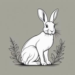 bunny tattoo outline  minimalist color tattoo, vector