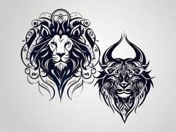 cancer and leo combined tattoos  simple vector color tattoo