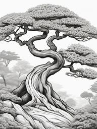 Plant Coloring Pages - Bonsai tree with a twisty, ancient trunk  simple coloring pages