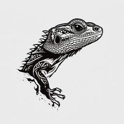 Bearded Dragon Tattoo Simple - Minimalistic and simple tattoo featuring a bearded dragon.  simple color tattoo,minimalist,white background