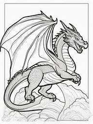 Dragon Rider Coloring Pages - Brave Hero Riding a Fearsome Dragon  minimal black outline printable sheet, coloring page