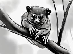 drawing of a Philippine tarsier  minimal rough sketch scribbles,doodles,black and white