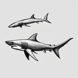 drawing of Slender shark  minimal rough sketch scribbles,doodles,black and white