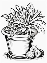 Plant Coloring Pages - Plant with fruits  simple coloring pages