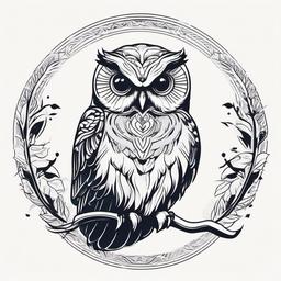 Snow Owl Tattoo - Capture the charm of snowy owls with a tattoo featuring this species.  simple color tattoo,vector style,white background