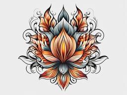 flower fire tattoo  simple color tattoo,white background